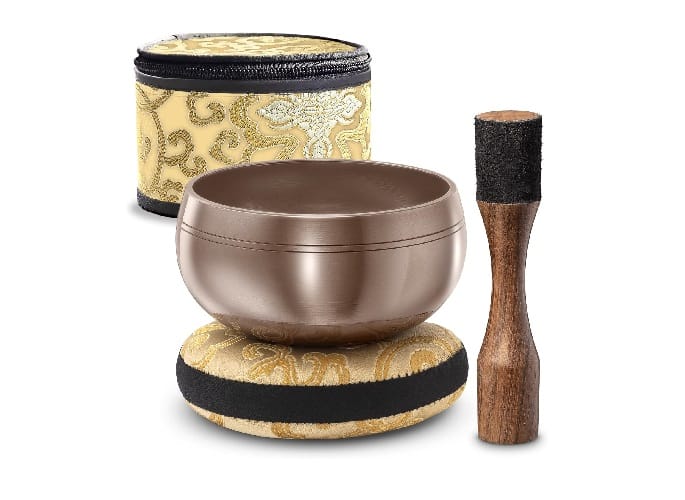 Cuenco tibetano con cojín y mazo